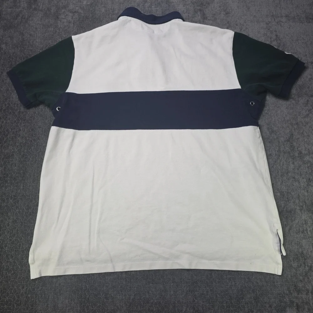 Vtg Polo Ralph Lauren Big Flesh Pony Rugby Polo Shirt Mens 2XL XXL Colorblock